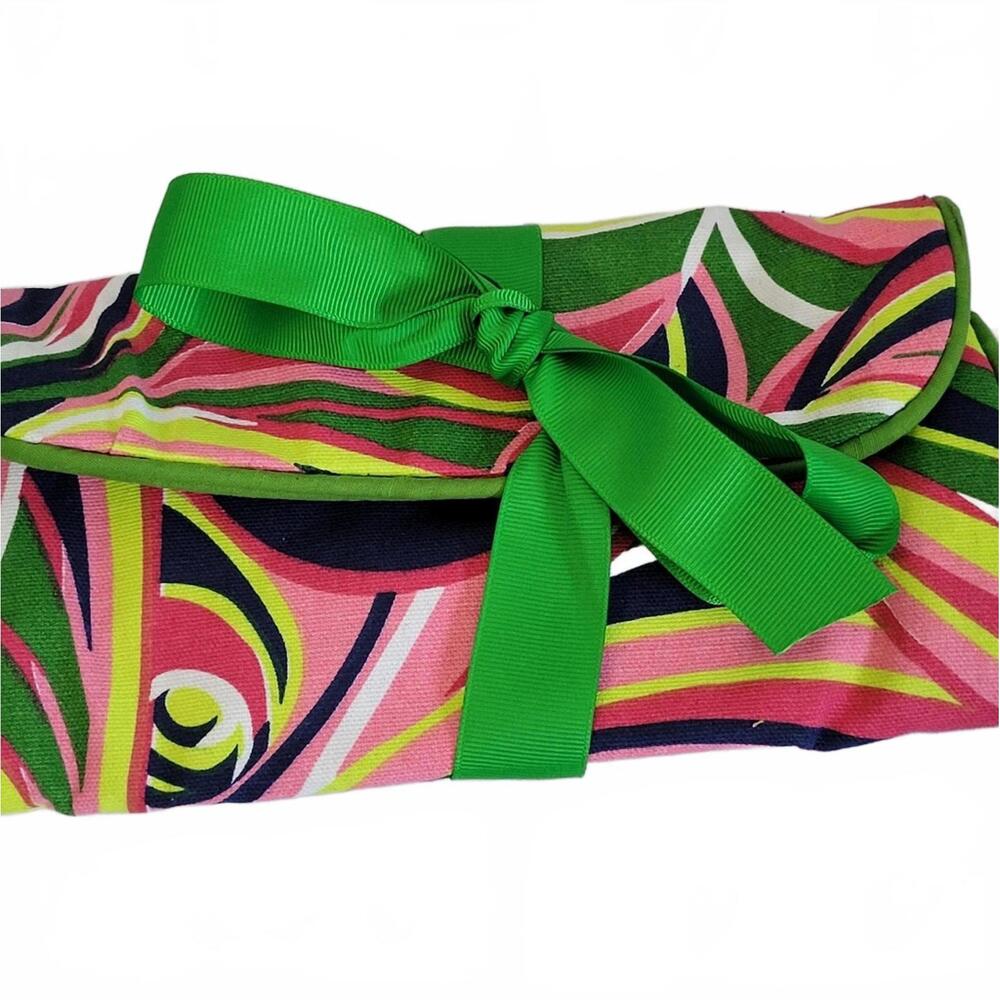 Green Bow Travel Jewelry Roll-Up Pouch
